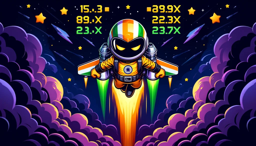 Lucky Jet character flying with multiplier crash win